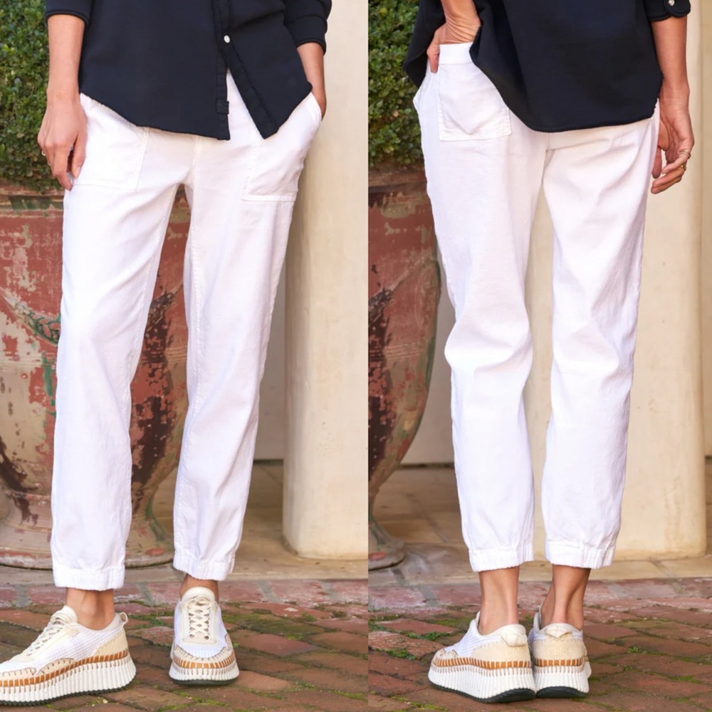 Frank & Eileen Jameson Utility Jogger White Italian Performance Linen